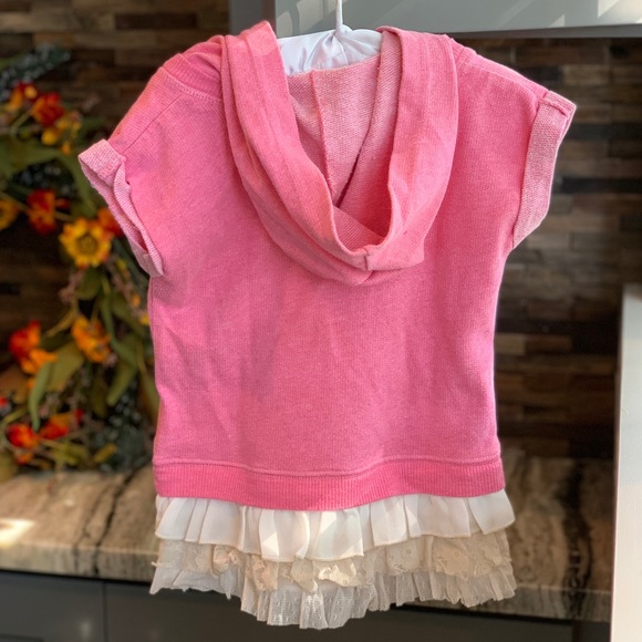 Girls 4T pink hoodie with ruffles - Picture 2 of 3